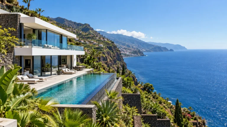 A large contemporary Madeira villa with an infinity pool facing the Atlantic.